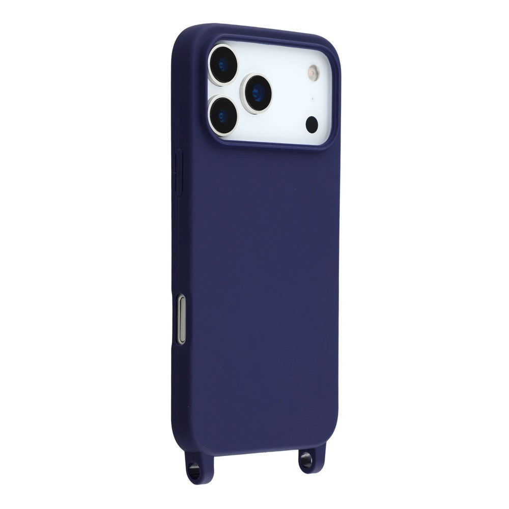 For iPhone 17 Pro Max Case Soft TPU Protective Phone Cover with Lanyard Holes - Dark Blue