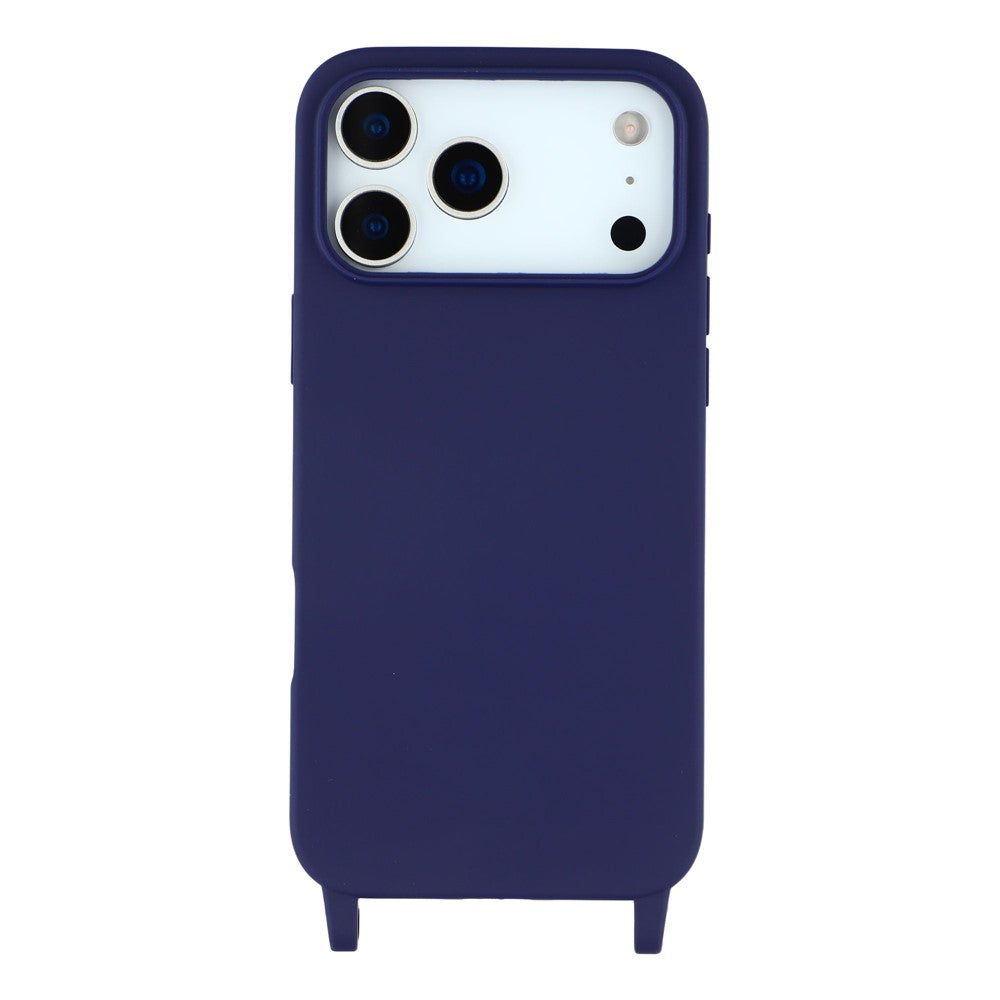For iPhone 17 Pro Max Case Soft TPU Protective Phone Cover with Lanyard Holes - Dark Blue