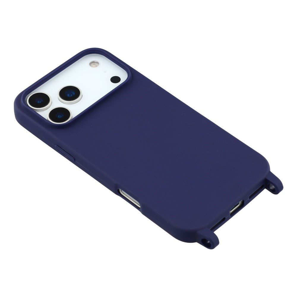 For iPhone 17 Pro Max Case Soft TPU Protective Phone Cover with Lanyard Holes - Dark Blue