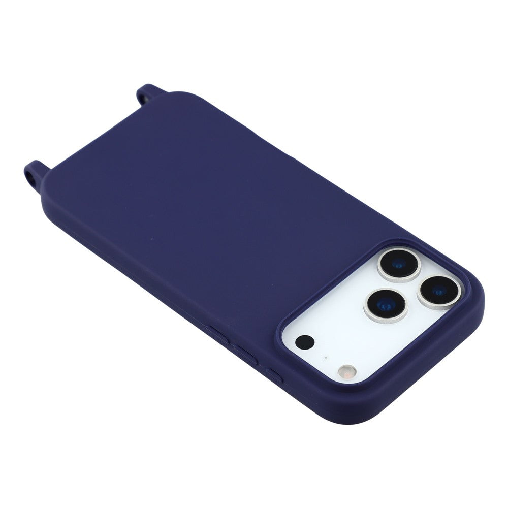 For iPhone 17 Pro Max Case Soft TPU Protective Phone Cover with Lanyard Holes - Dark Blue