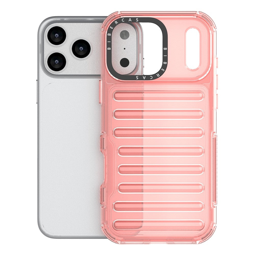 For iPhone 17 Pro Max Case Stripe Design Anti-Slip Detachable TPU + PC Phone Cover - Deep Pink