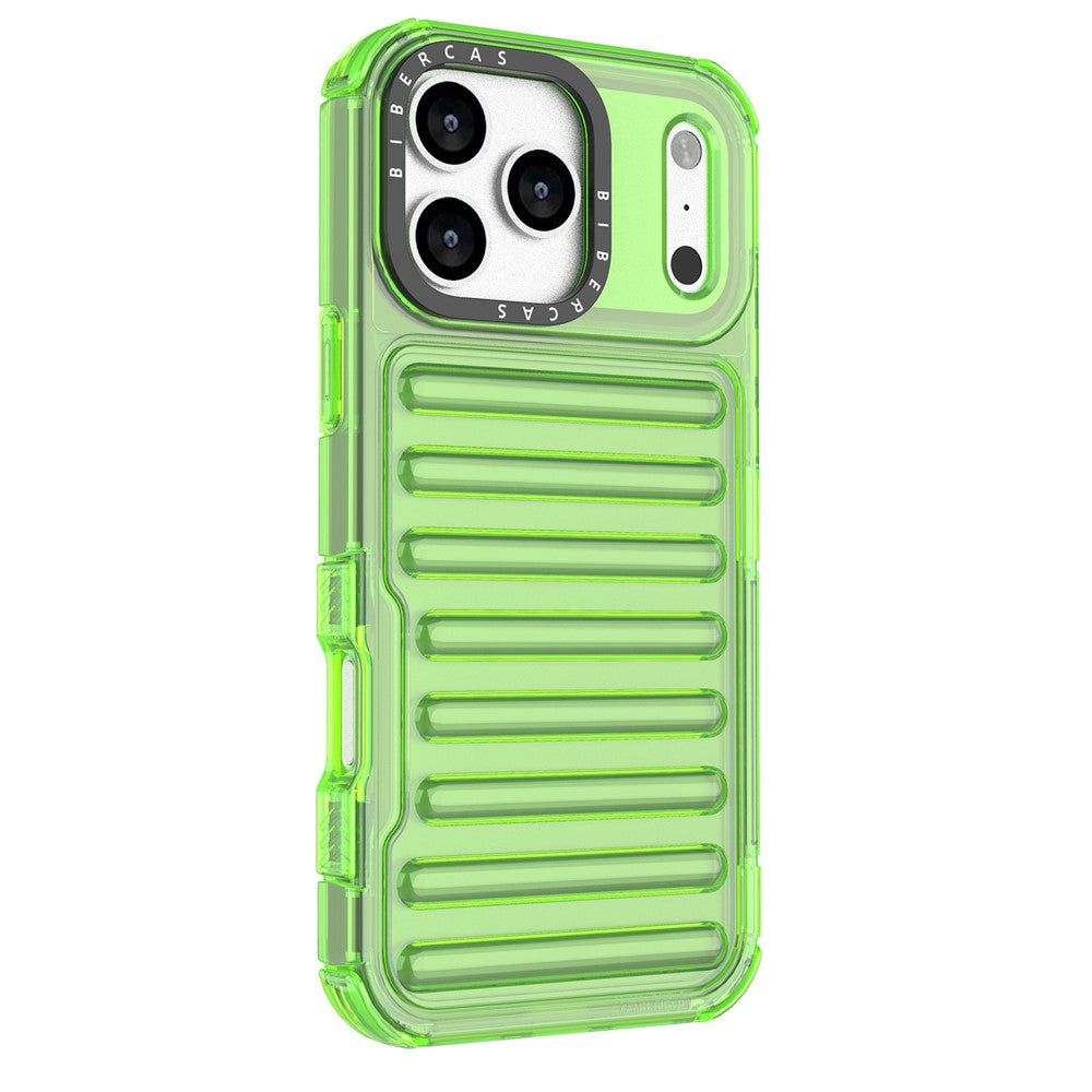 For iPhone 17 Pro Max Case Stripe Design Anti-Slip Detachable TPU + PC Phone Cover - Green