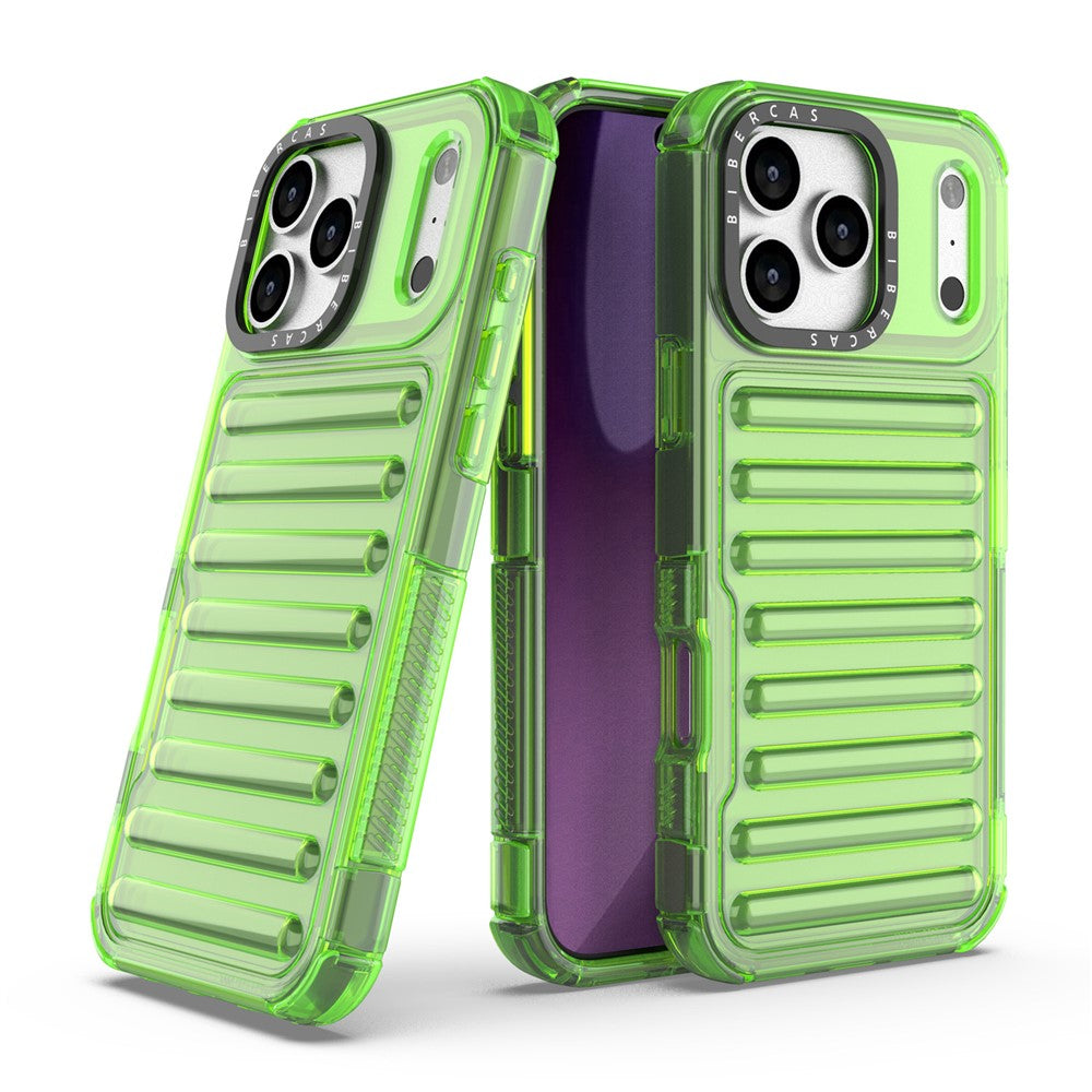 For iPhone 17 Pro Max Case Stripe Design Anti-Slip Detachable TPU + PC Phone Cover - Green