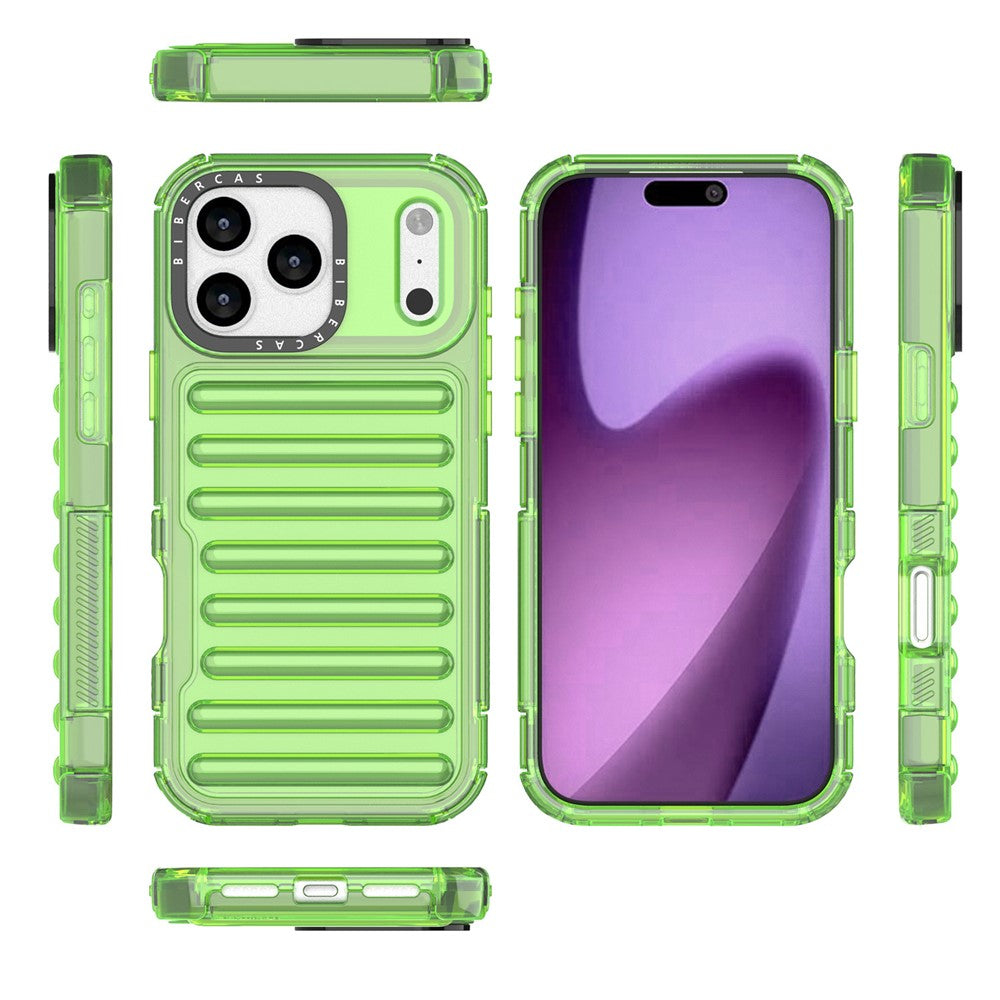 For iPhone 17 Pro Max Case Stripe Design Anti-Slip Detachable TPU + PC Phone Cover - Green