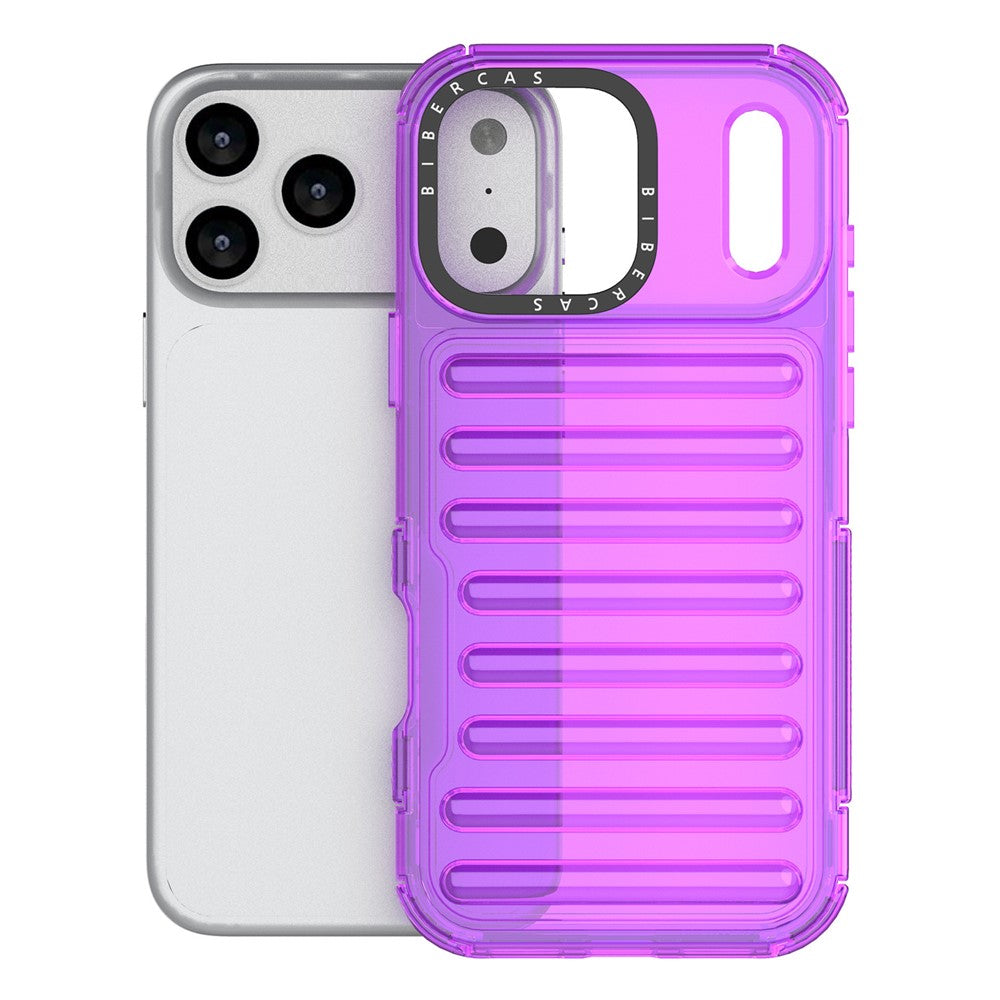 For iPhone 17 Pro Max Case Stripe Design Anti-Slip Detachable TPU + PC Phone Cover - Purple