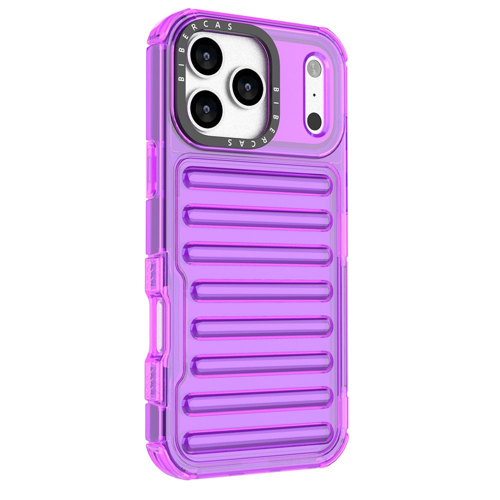 For iPhone 17 Pro Max Case Stripe Design Anti-Slip Detachable TPU + PC Phone Cover - Purple