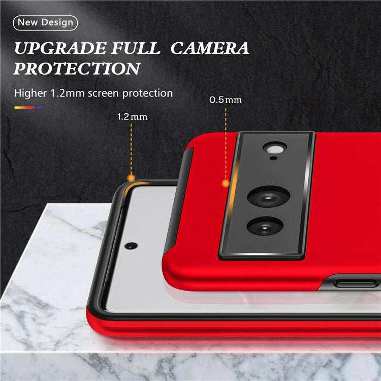 For Google Pixel 7 5G Ring Kickstand Armor Phone Case Hard PC Soft TPU Bumper Shockproof Protective Cover - Red