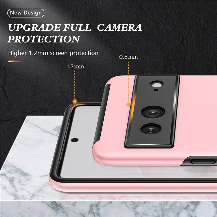 For Google Pixel 7 5G Ring Kickstand Armor Phone Case Hard PC Soft TPU Bumper Shockproof Protective Cover - Rose Gold