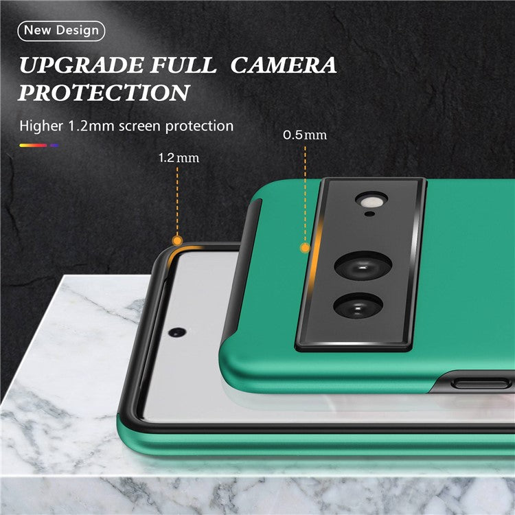 For Google Pixel 7 5G Ring Kickstand Armor Phone Case Hard PC Soft TPU Bumper Shockproof Protective Cover - Blackish Green