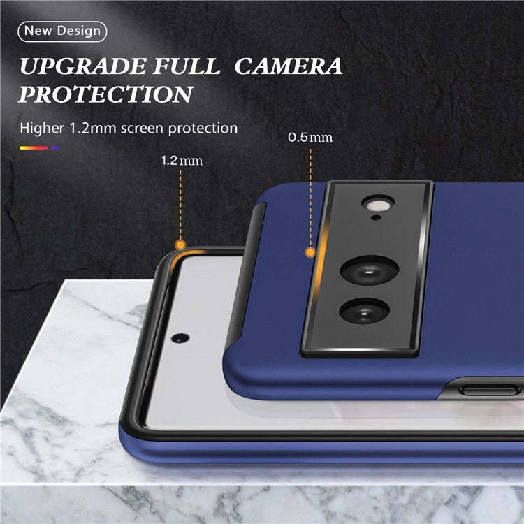 For Google Pixel 7 5G Ring Kickstand Armor Phone Case Hard PC Soft TPU Bumper Shockproof Protective Cover - Blue