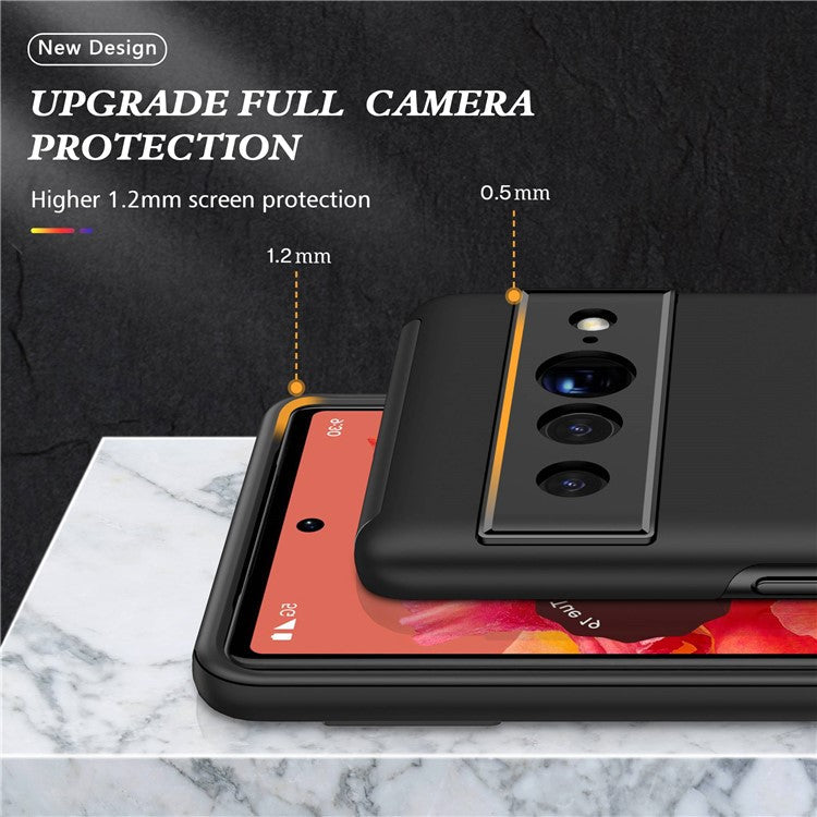 For Google Pixel 7 Pro 5G Anti-fall Kickstand Phone Cover Hard PC Soft TPU Hybrid Protection Back Cover, Support Magnetic Car Mount - Black