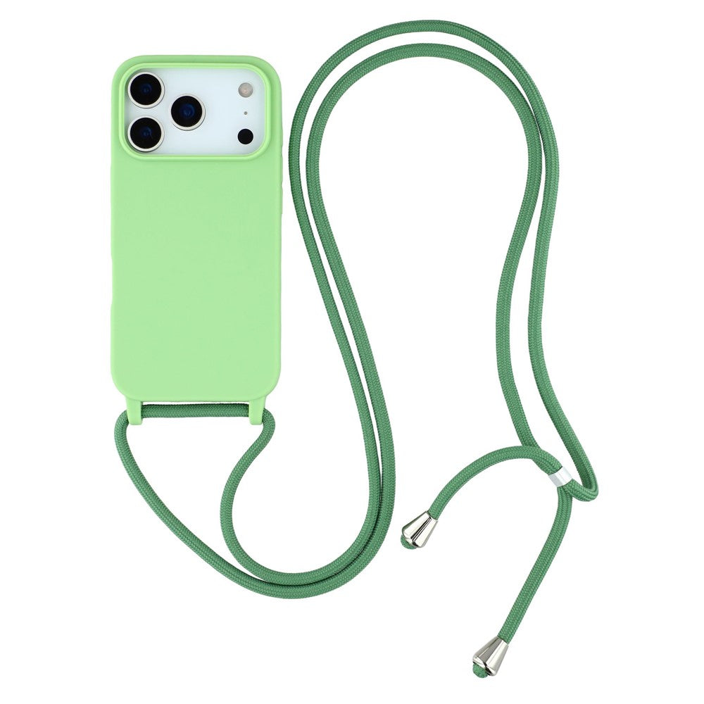 For iPhone 17 Pro Max Case TPU Soft Shockproof Phone Cover with Adjustable Lanyard - Green