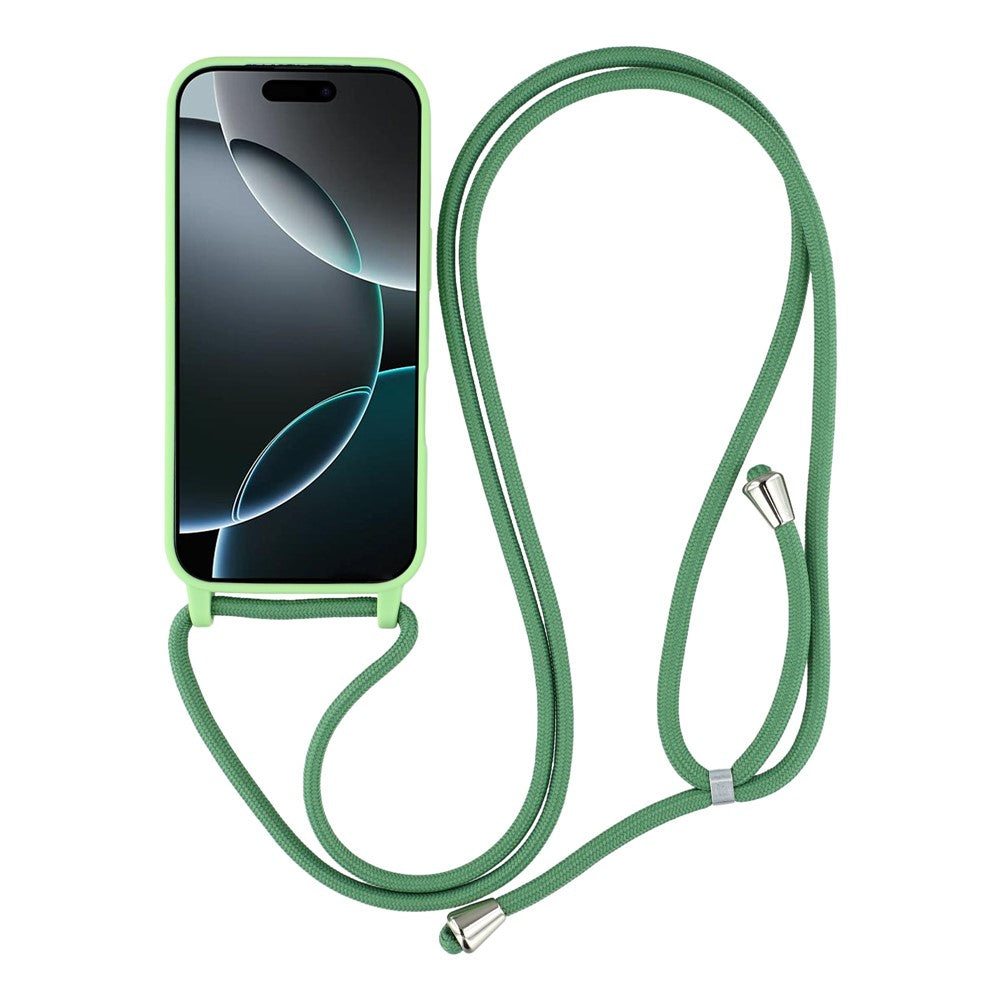 For iPhone 17 Pro Max Case TPU Soft Shockproof Phone Cover with Adjustable Lanyard - Green