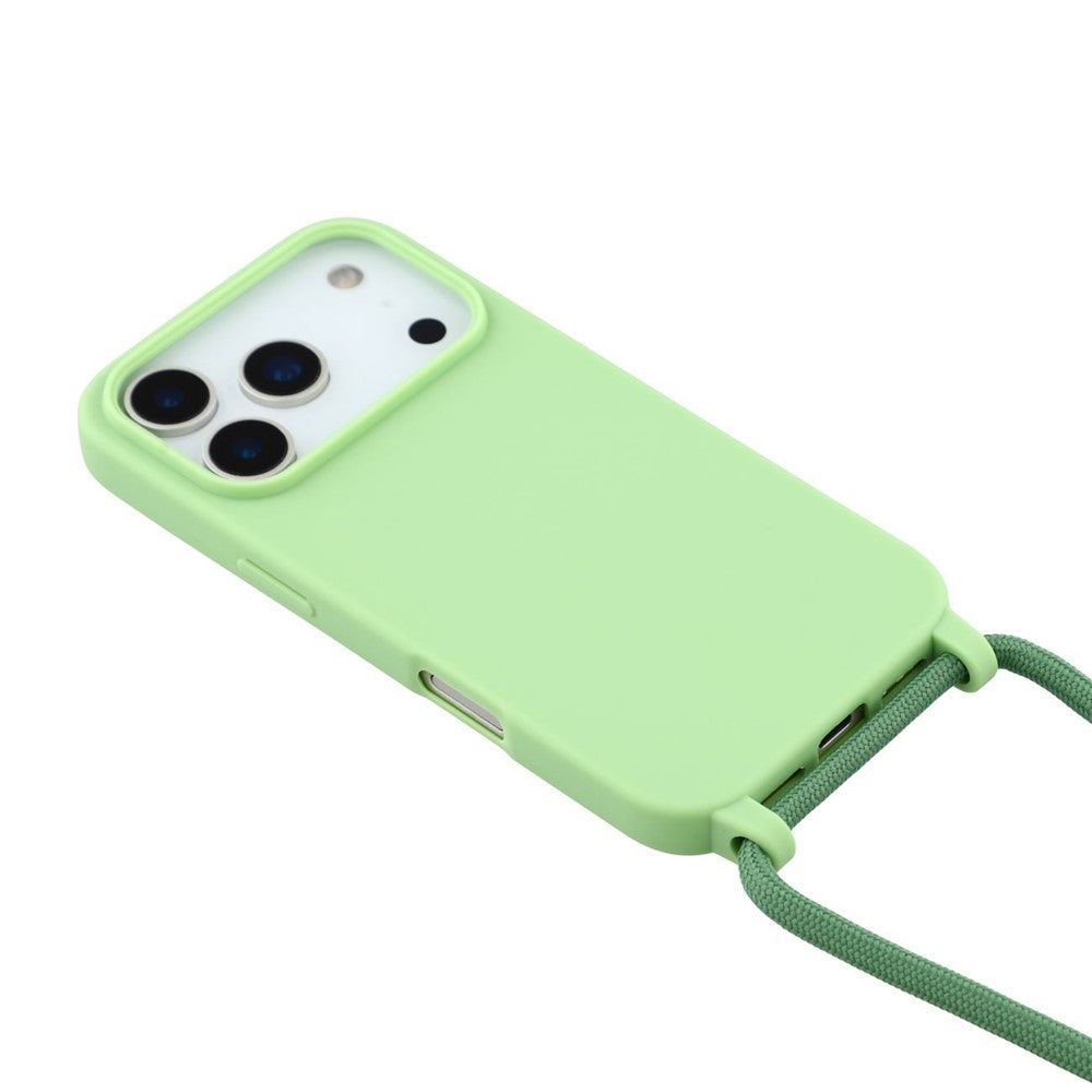 For iPhone 17 Pro Max Case TPU Soft Shockproof Phone Cover with Adjustable Lanyard - Green