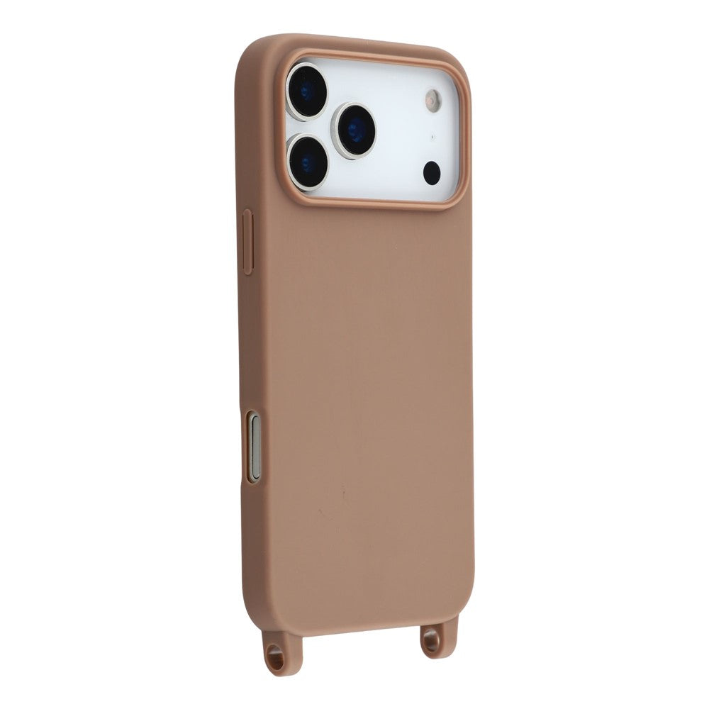 For iPhone 17 Pro Max Case TPU Soft Shockproof Phone Cover with Adjustable Lanyard - Brown