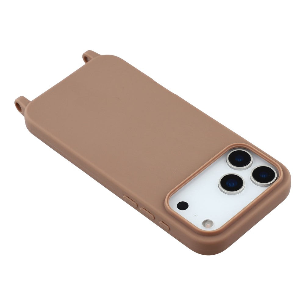 For iPhone 17 Pro Max Case TPU Soft Shockproof Phone Cover with Adjustable Lanyard - Brown