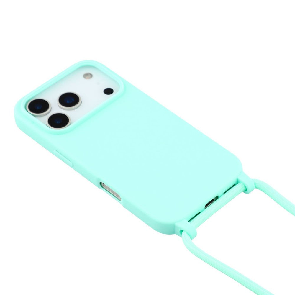 For iPhone 17 Pro Max Case TPU Soft Shockproof Phone Cover with Adjustable Lanyard - Mint Green