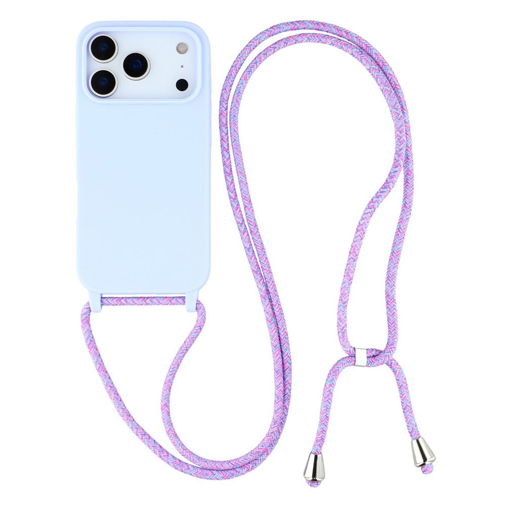For iPhone 17 Pro Max Case TPU Soft Shockproof Phone Cover with Adjustable Lanyard - Light Purple