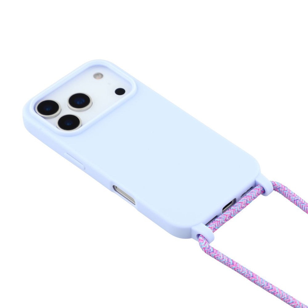 For iPhone 17 Pro Max Case TPU Soft Shockproof Phone Cover with Adjustable Lanyard - Light Purple