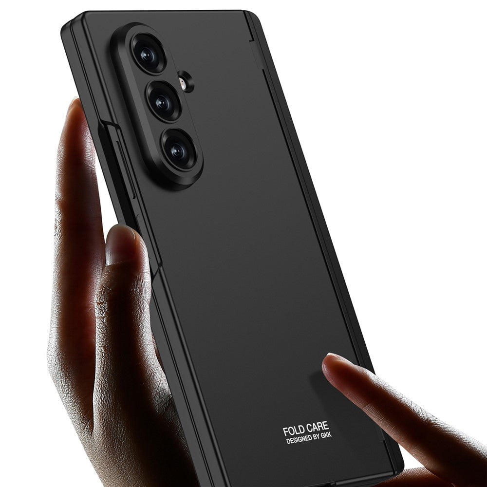 GKK For Samsung Galaxy Z Fold7 5G Case Magnetic Hinge Protection PC + Tempered Glass Kickstand Phone Cover - Grey