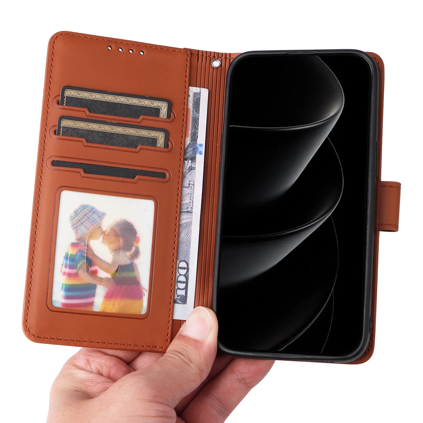 For iPhone 17 Pro Max Magnetic Case BETOPNICE Detachable PU Leather Phone Cover with Strap - Brown