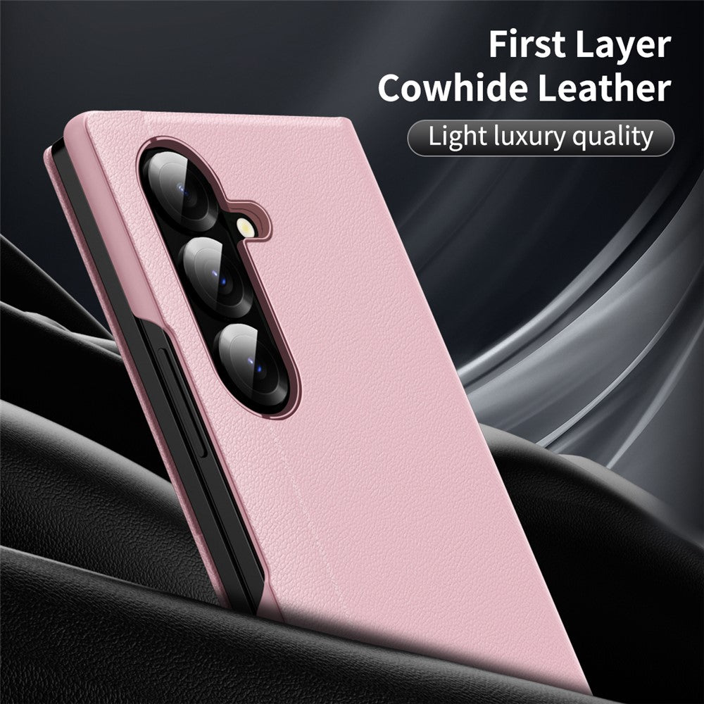 For Samsung Galaxy Z Fold7 5G Case with Card Holder Smart View Window Leather Phone Cover - Pink