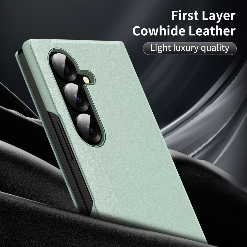 For Samsung Galaxy Z Fold7 5G Case with Card Holder Smart View Window Leather Phone Cover - Light Green