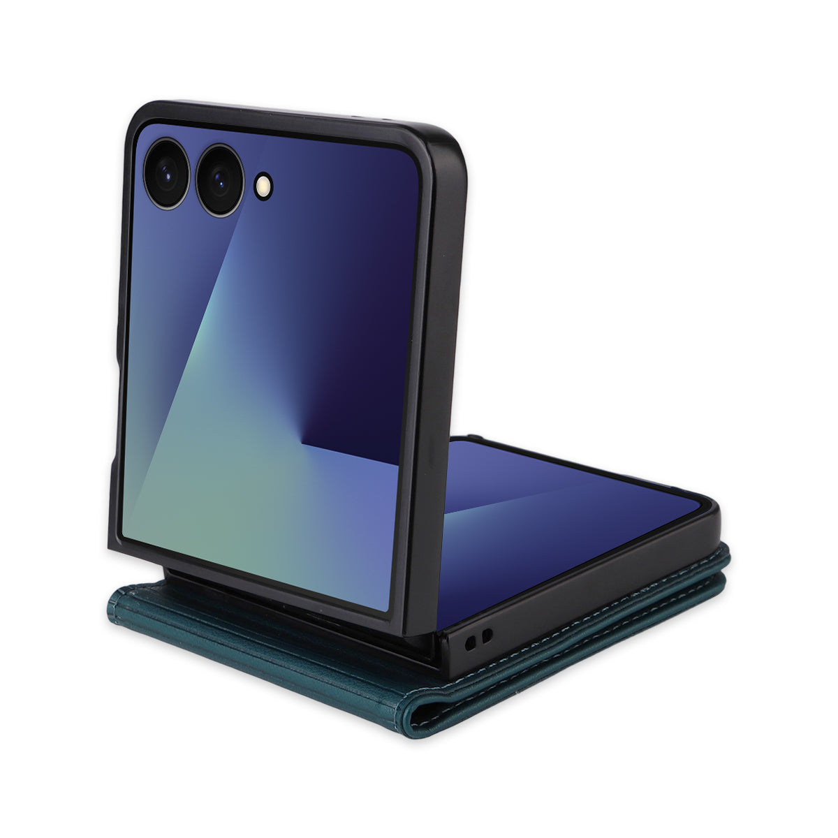 For Samsung Galaxy Z Flip7 5G Phone Cases YIKATU Magnetic Closure PU Leather Mobile Cover - Green