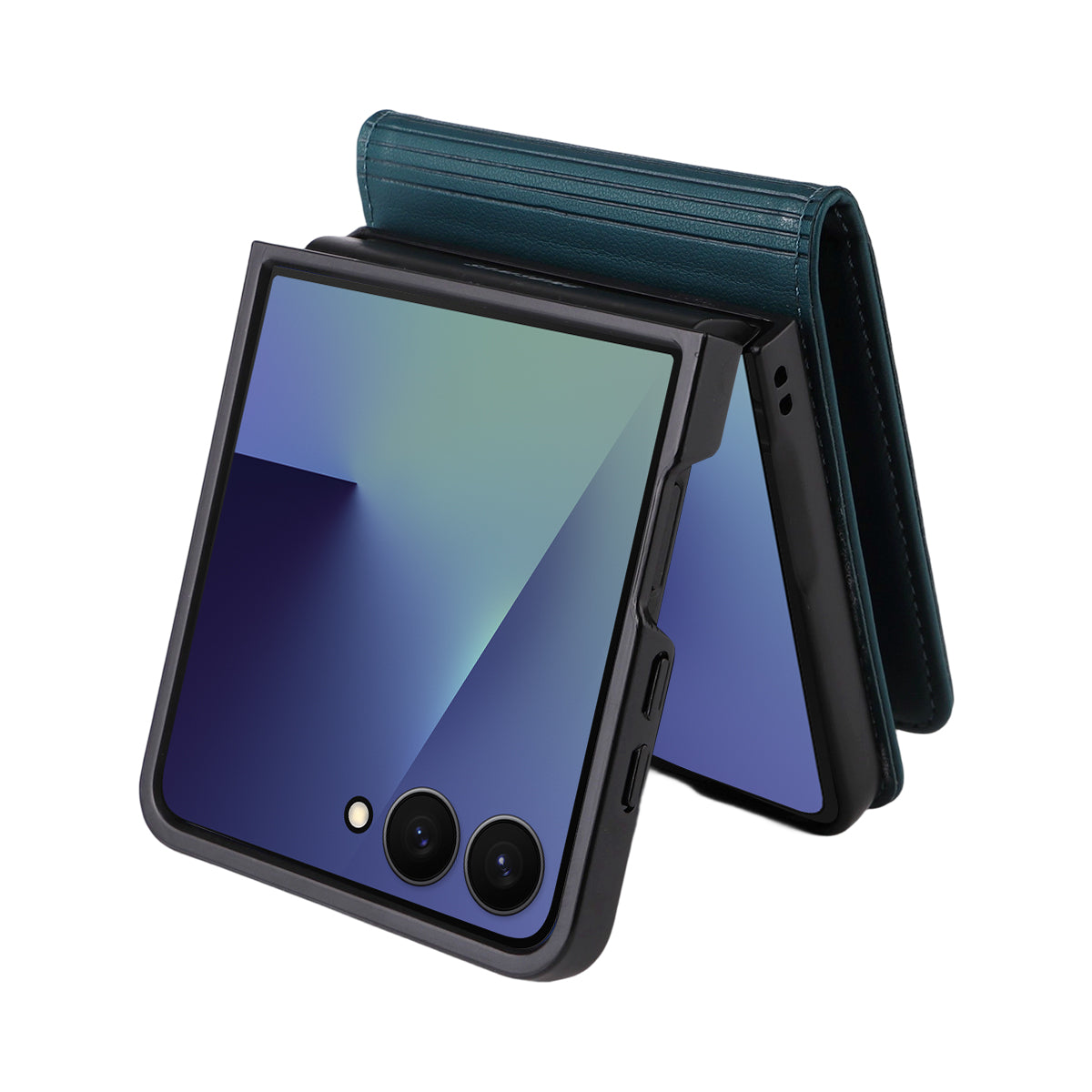 For Samsung Galaxy Z Flip7 5G Phone Cases YIKATU Magnetic Closure PU Leather Mobile Cover - Green