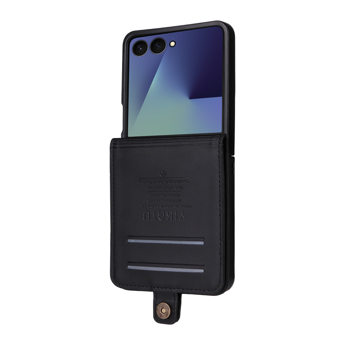 For Samsung Galaxy Z Flip7 5G Phone Cases YIKATU Magnetic Closure PU Leather Mobile Cover - Black