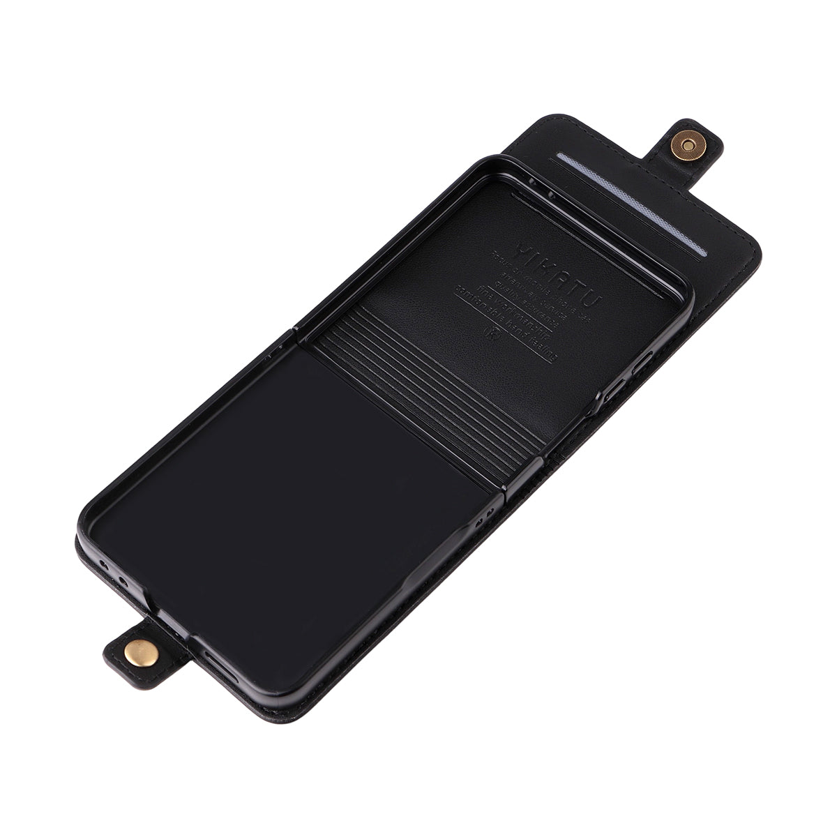 For Samsung Galaxy Z Flip7 5G Phone Cases YIKATU Magnetic Closure PU Leather Mobile Cover - Black