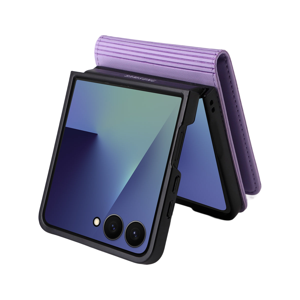 For Samsung Galaxy Z Flip7 5G Phone Cases YIKATU Magnetic Closure PU Leather Mobile Cover - Light Purple