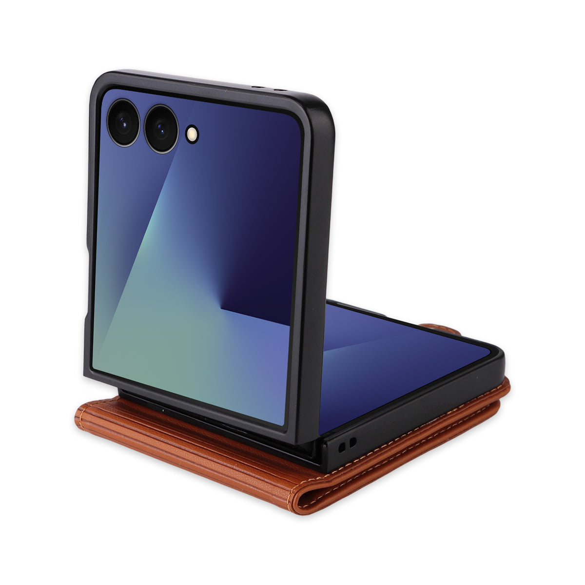For Samsung Galaxy Z Flip7 5G Phone Cases YIKATU Magnetic Closure PU Leather Mobile Cover - Brown