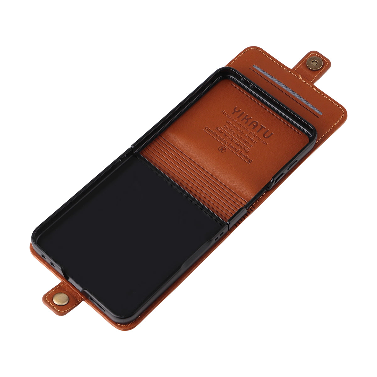 For Samsung Galaxy Z Flip7 5G Phone Cases YIKATU Magnetic Closure PU Leather Mobile Cover - Brown