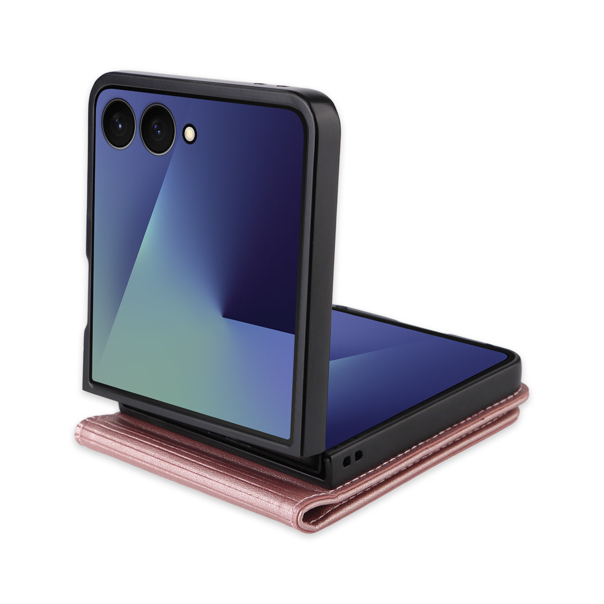 For Samsung Galaxy Z Flip7 5G Phone Cases YIKATU Magnetic Closure PU Leather Mobile Cover - Rose Gold