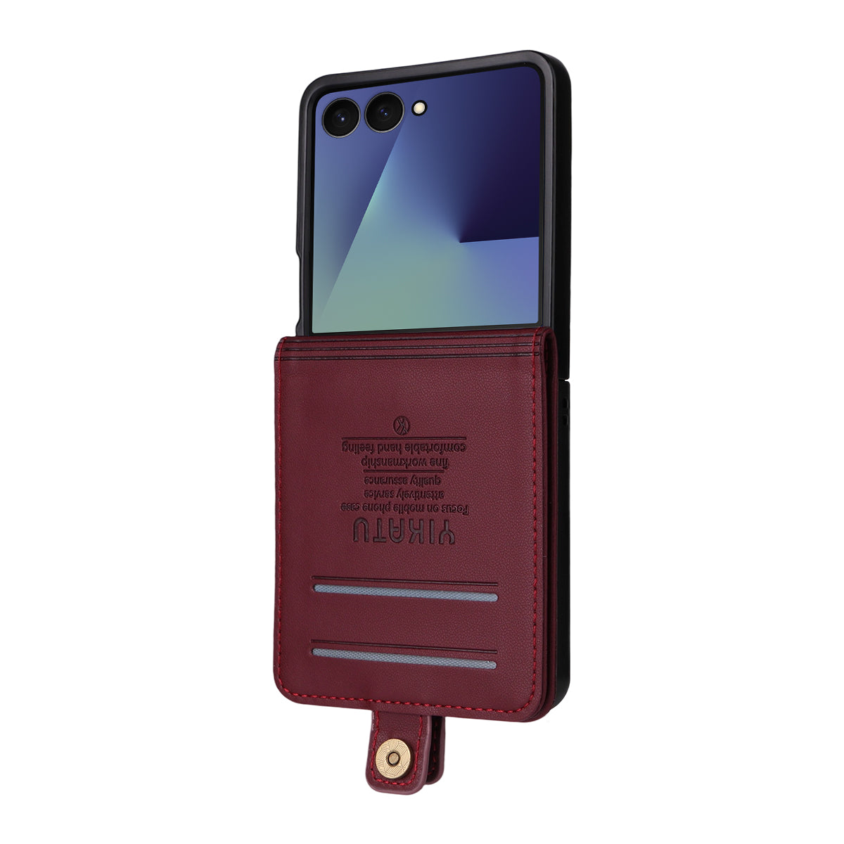 For Samsung Galaxy Z Flip7 5G Phone Cases YIKATU Magnetic Closure PU Leather Mobile Cover - Wine Red