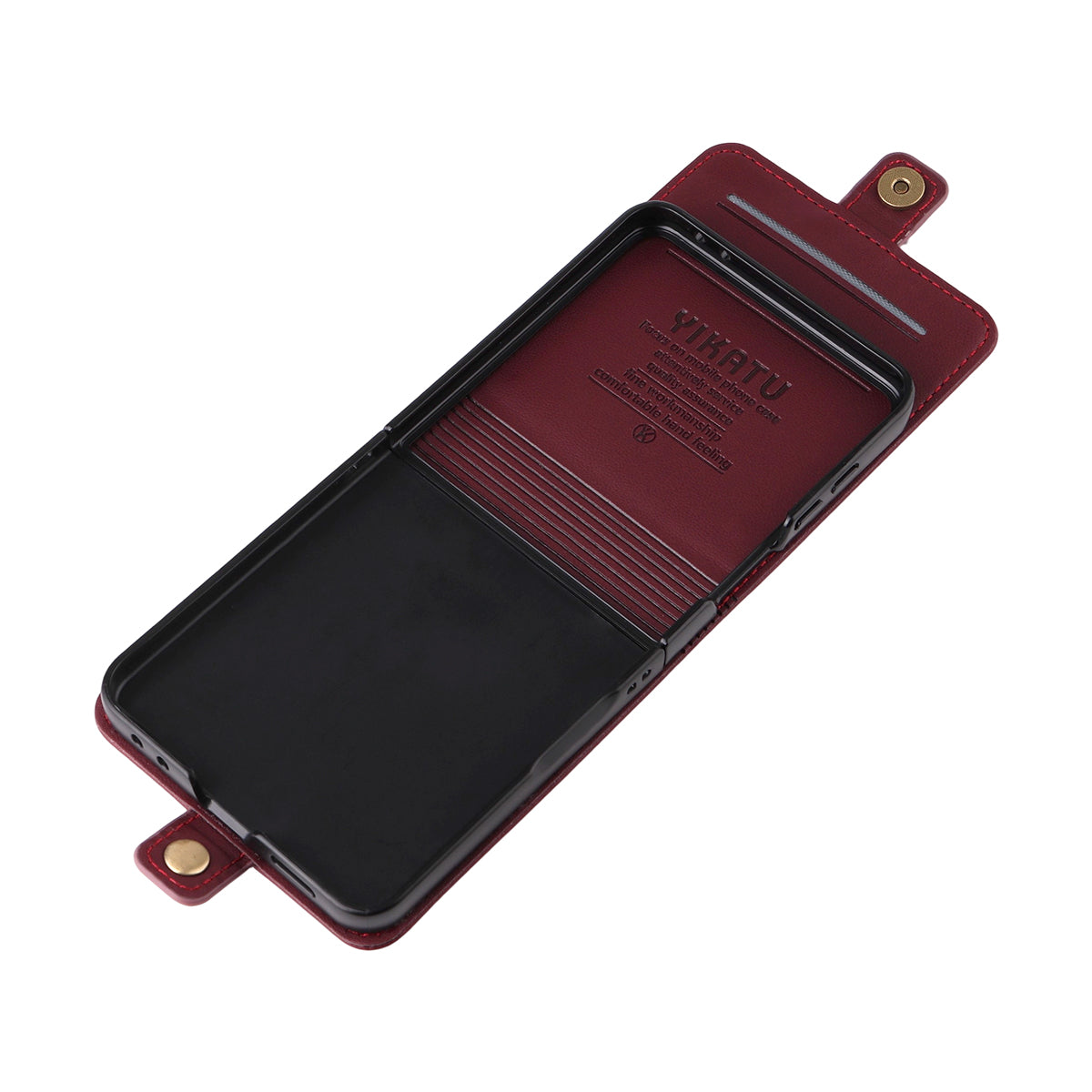 For Samsung Galaxy Z Flip7 5G Phone Cases YIKATU Magnetic Closure PU Leather Mobile Cover - Wine Red