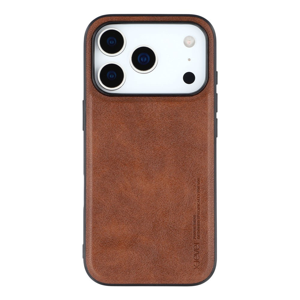 X-LEVEL Bojue-3 Series For iPhone 17 Pro Max Case Leather Coated PC + TPU Phone Back Cover - Brown