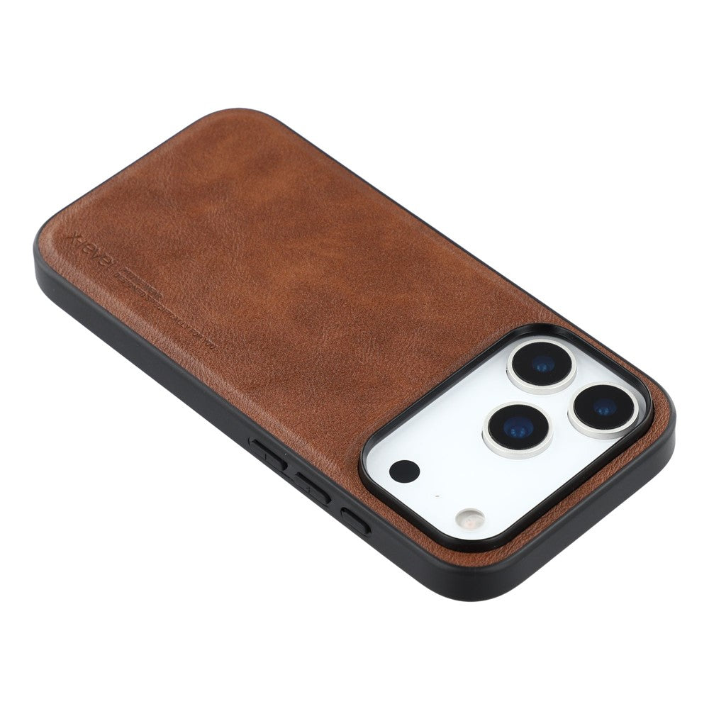 X-LEVEL Bojue-3 Series For iPhone 17 Pro Max Case Leather Coated PC + TPU Phone Back Cover - Brown