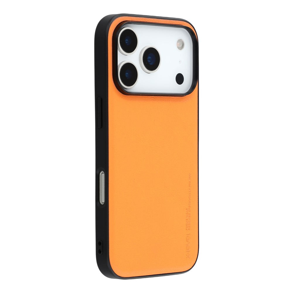 X-LEVEL Bojue-3 Series For iPhone 17 Pro Max Case Leather Coated PC + TPU Phone Back Cover - Orange