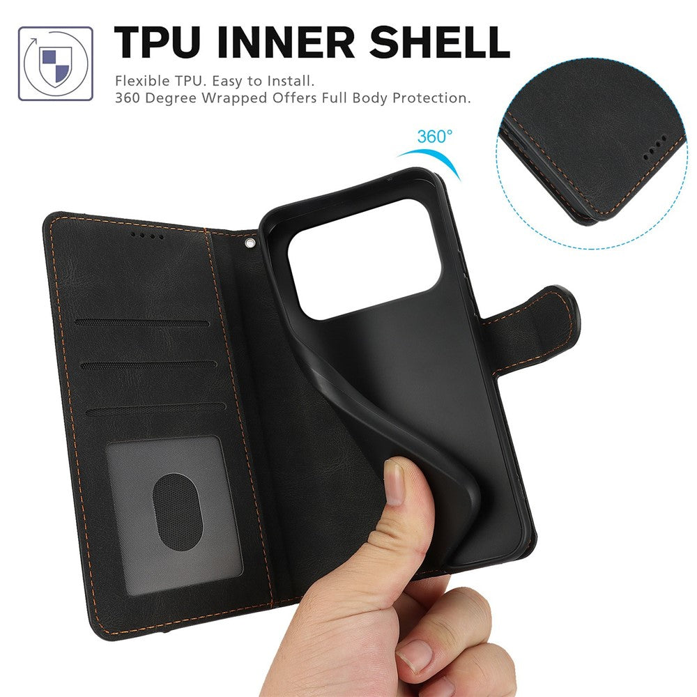 For iPhone 17 Pro Max Case PU Leather Phone Cover with Wallet Stand - Black