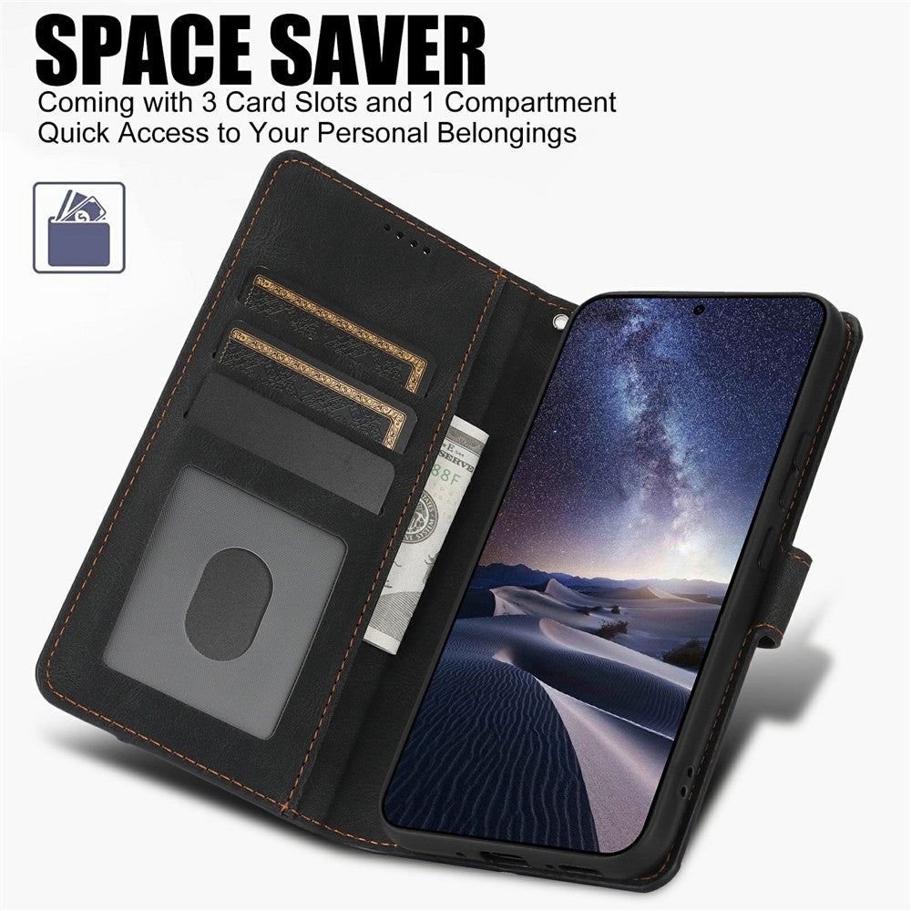 For iPhone 17 Pro Max Case PU Leather Phone Cover with Wallet Stand - Black