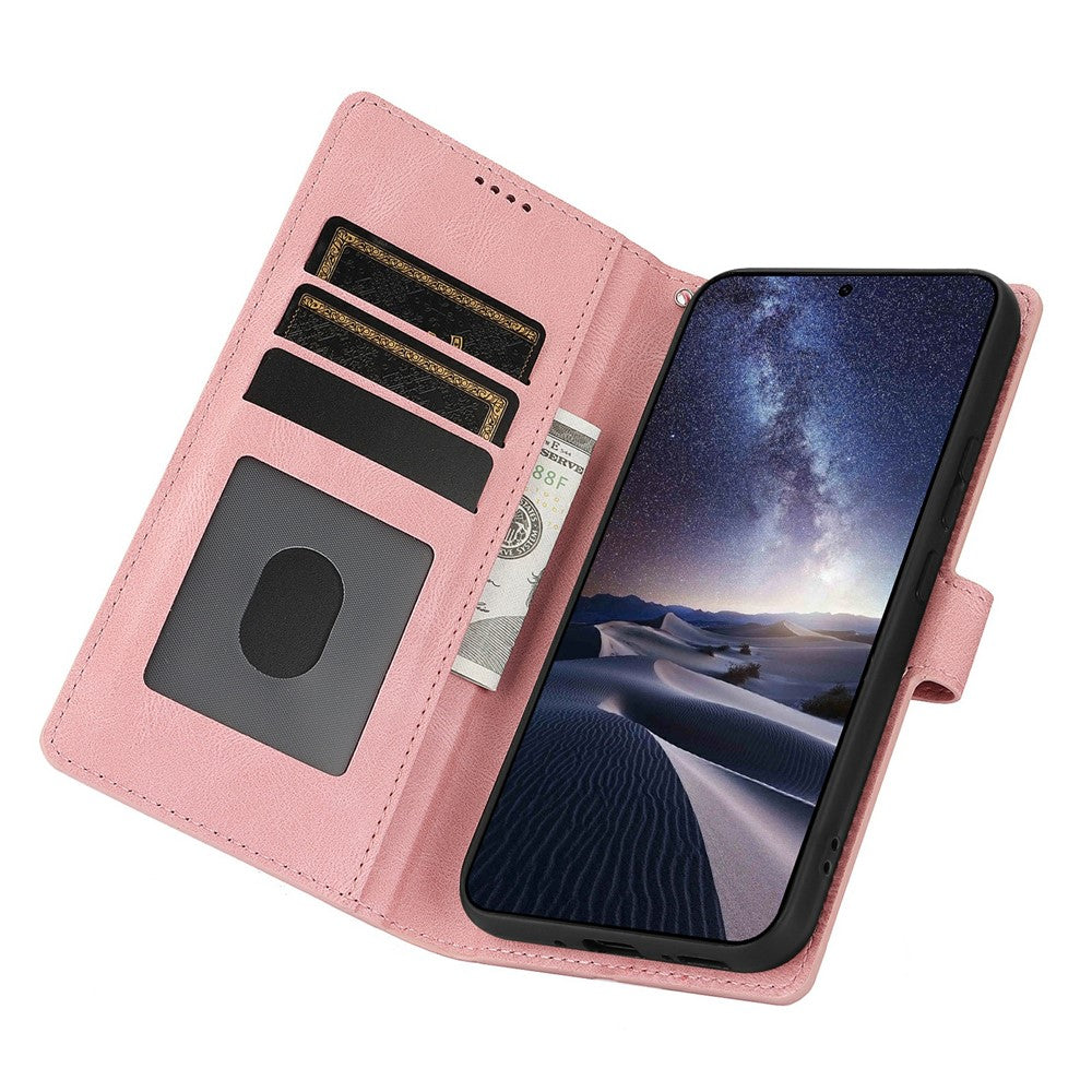 For iPhone 17 Pro Max Case PU Leather Phone Cover with Wallet Stand - Pink
