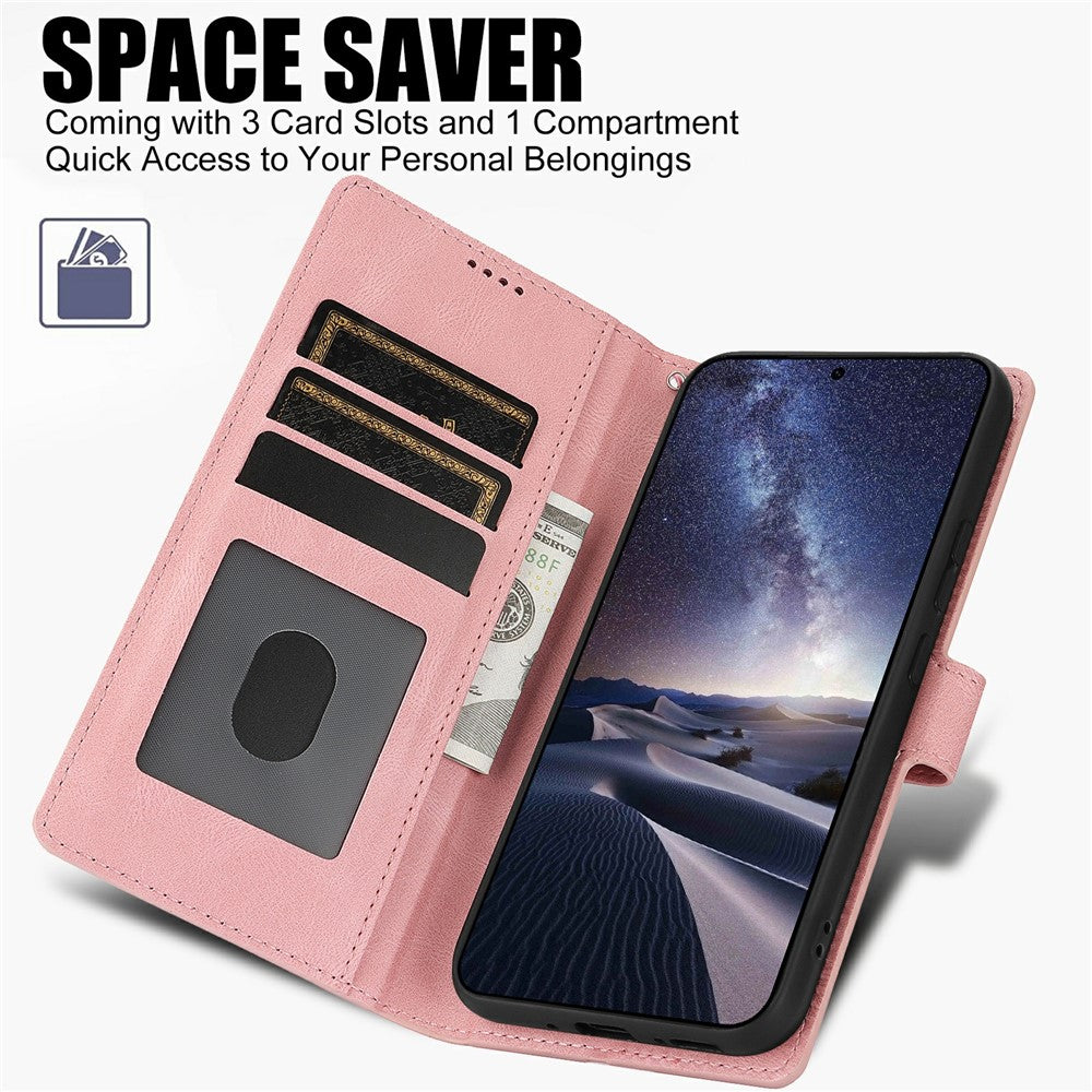 For iPhone 17 Pro Max Case PU Leather Phone Cover with Wallet Stand - Pink