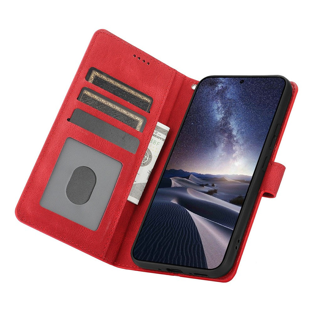 For iPhone 17 Pro Max Case PU Leather Phone Cover with Wallet Stand - Red