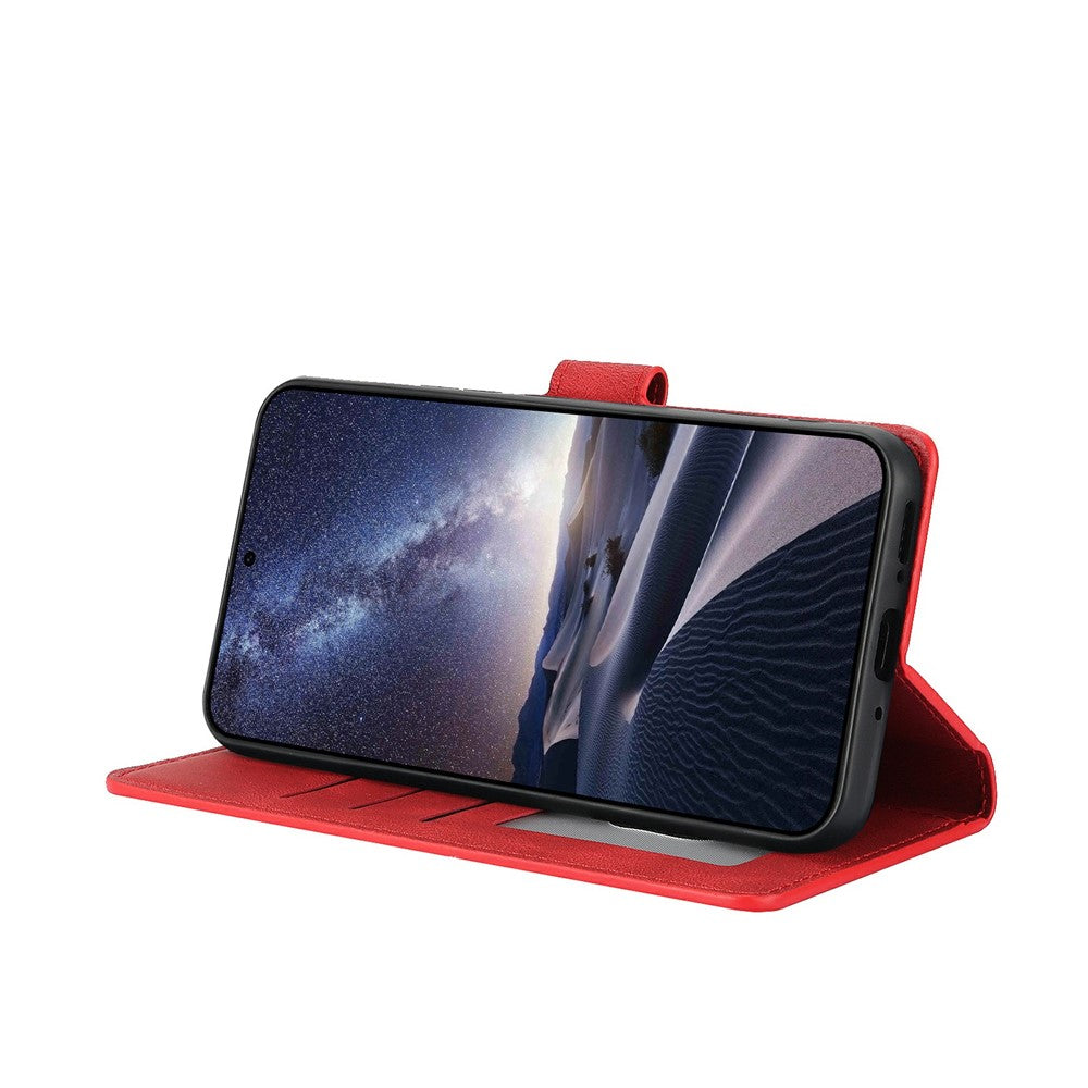 For iPhone 17 Pro Max Case PU Leather Phone Cover with Wallet Stand - Red