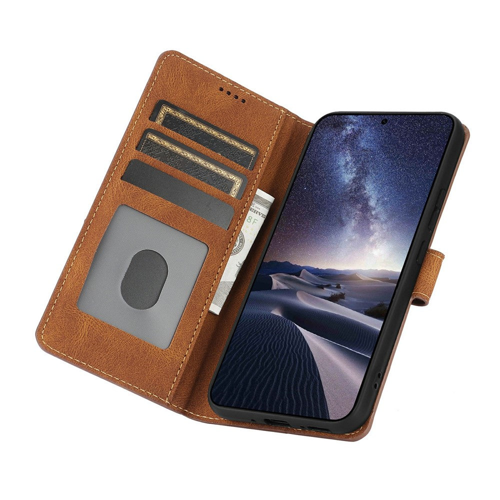 For iPhone 17 Pro Max Case PU Leather Phone Cover with Wallet Stand - Brown
