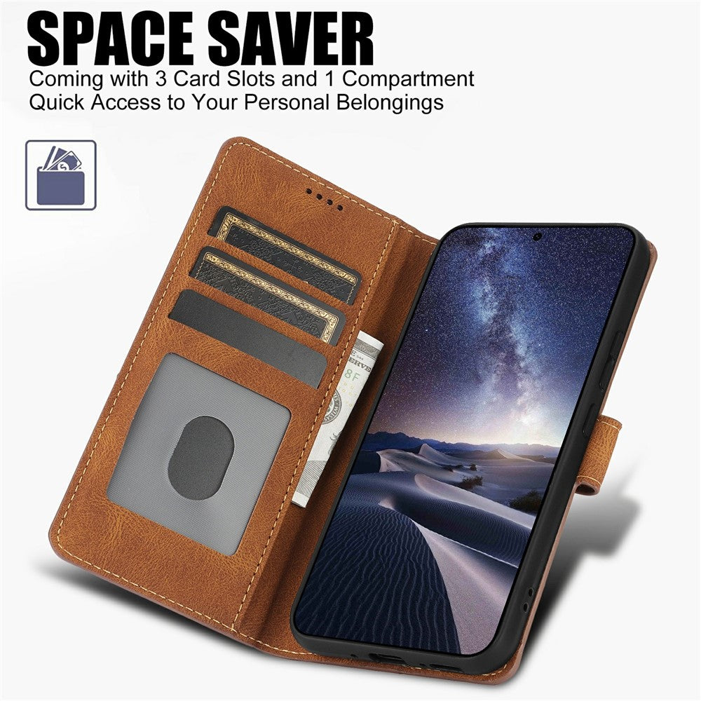 For iPhone 17 Pro Max Case PU Leather Phone Cover with Wallet Stand - Brown