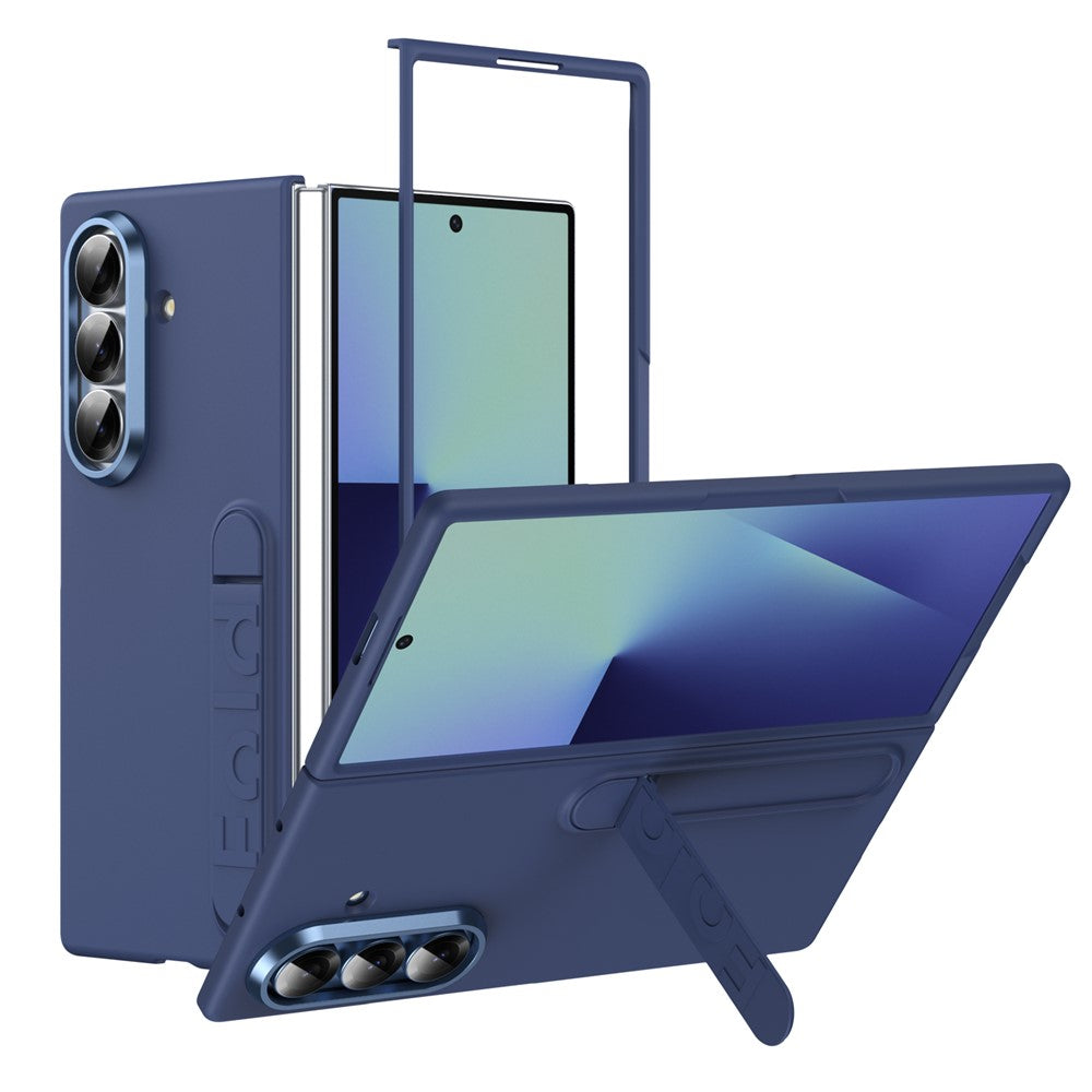 For Samsung Galaxy Z Fold7 5G Case Kickstand Hard PC Phone Cover (without Screen Protector) - Navy Blue