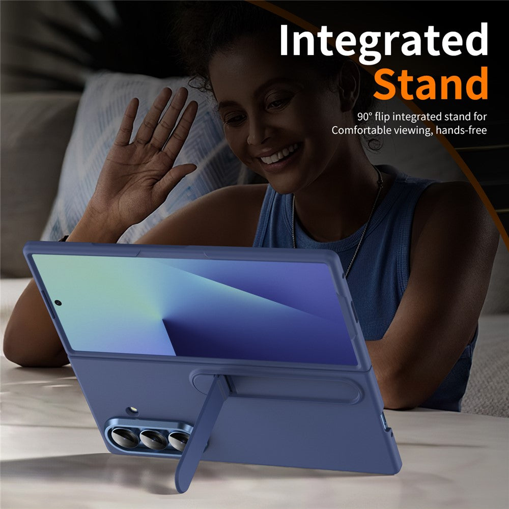 For Samsung Galaxy Z Fold7 5G Case Kickstand Hard PC Phone Cover (without Screen Protector) - Navy Blue